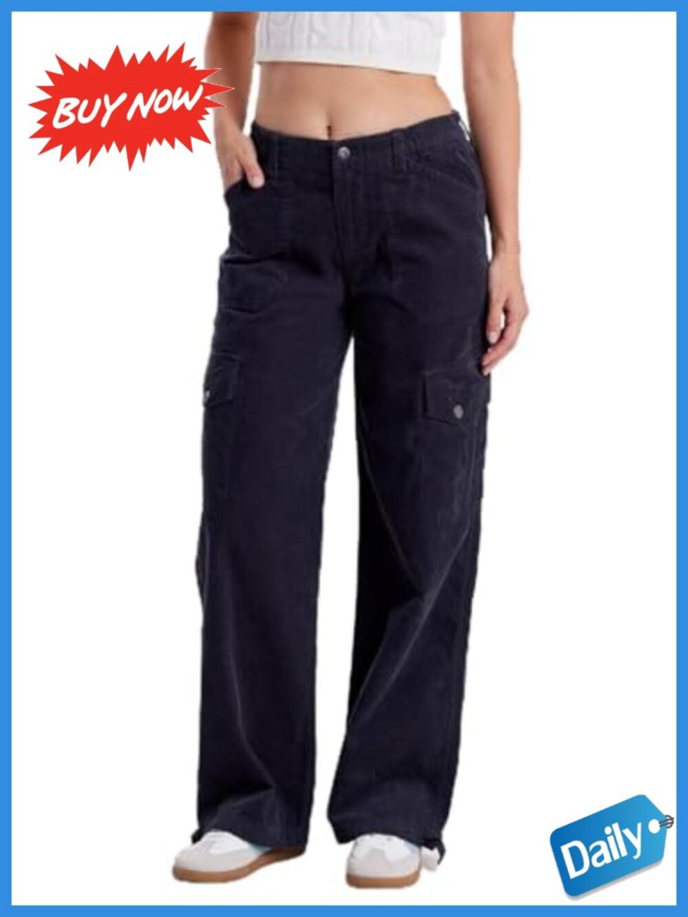 Corduroy Cargo Straight Leg High Rise Relaxed Fit Pants